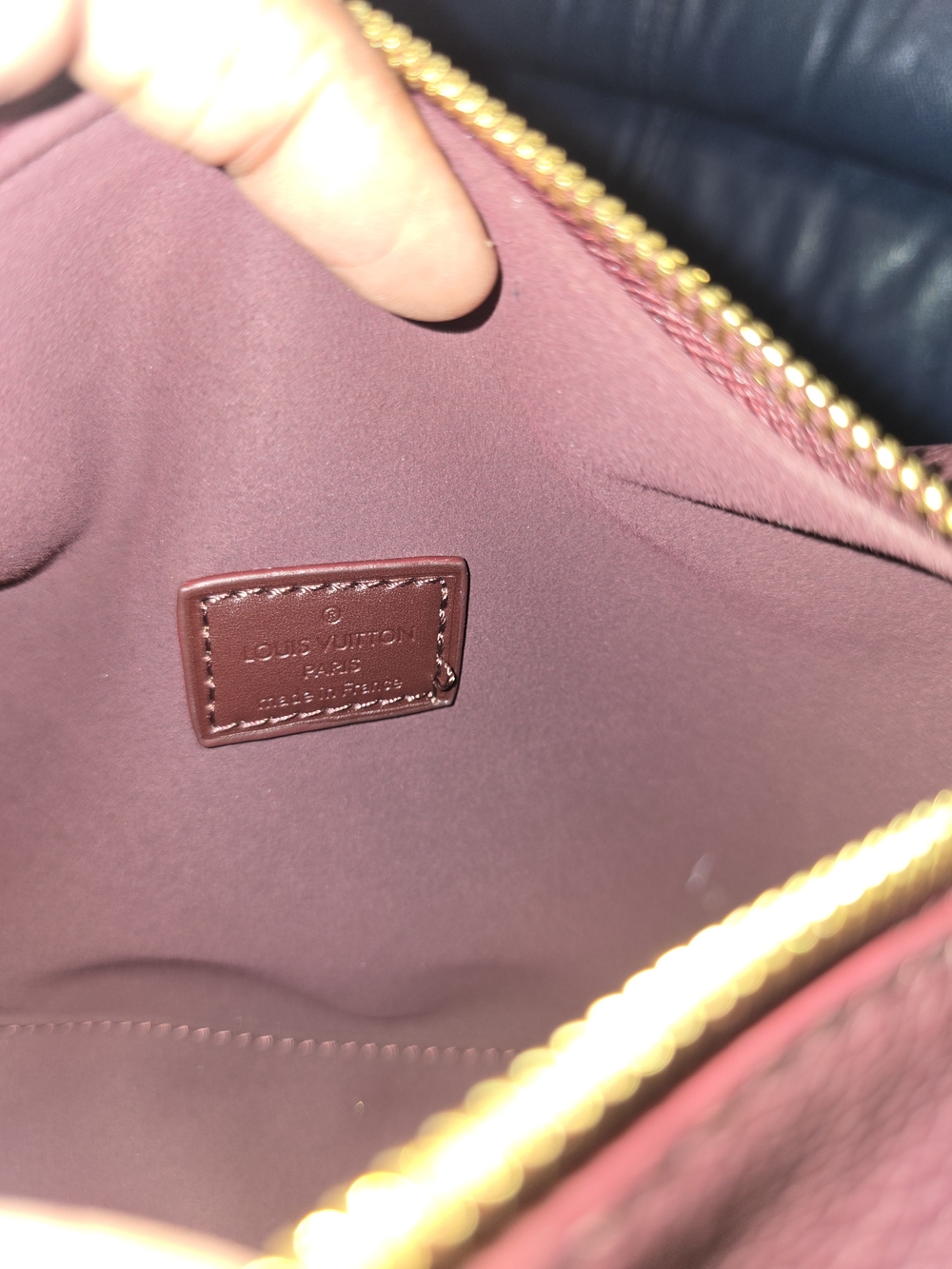 Louis Vuitton Burgundy Leather Cosmetic Pouch with Gold-Tone Zipper